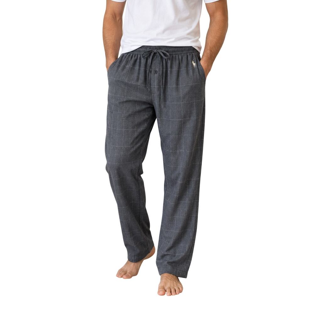 Polo Ralph Lauren Men’s Plaid Sleep Pants Gray Large Drawstring